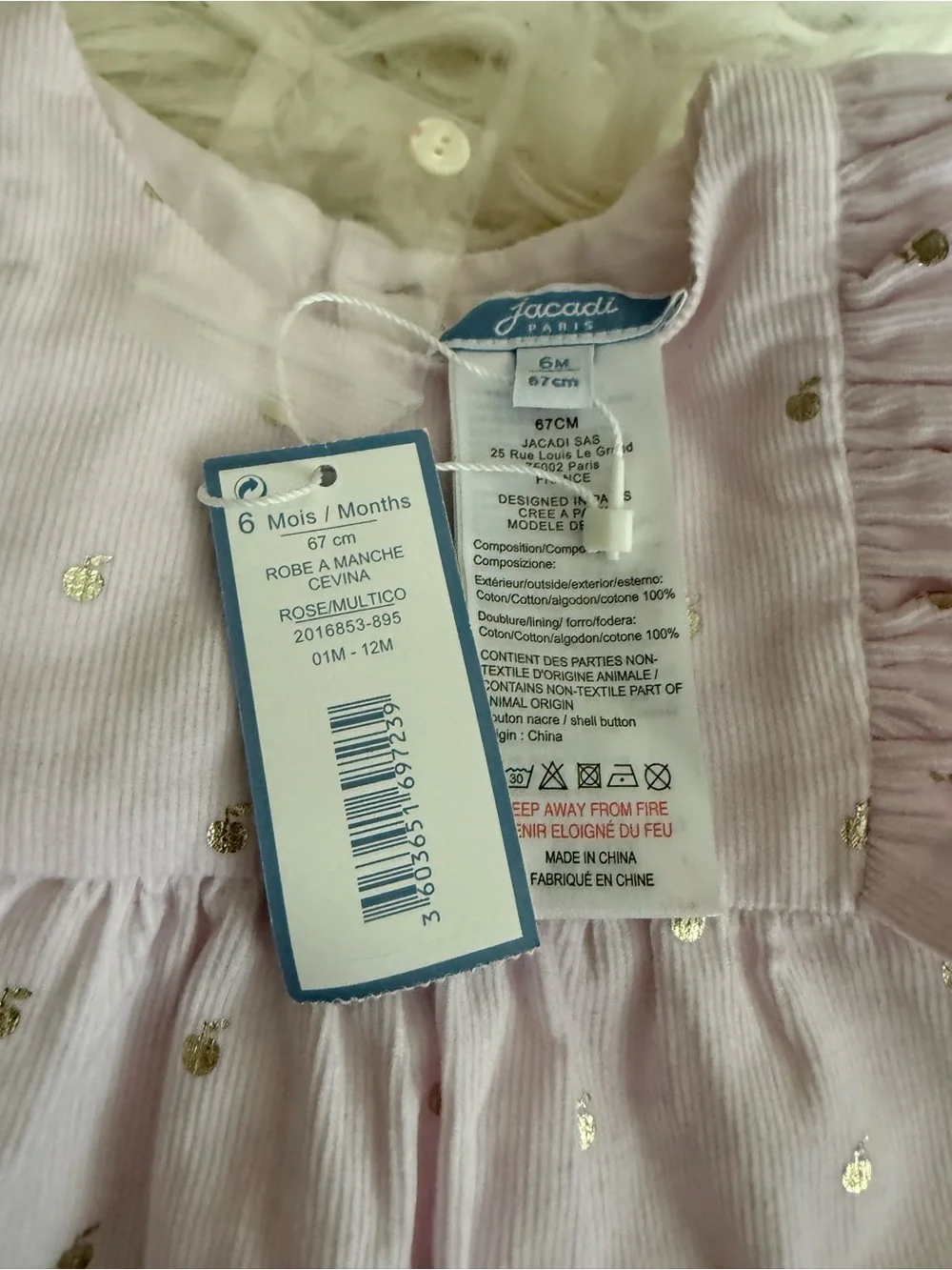 NWT Jacadi dress size 6 months